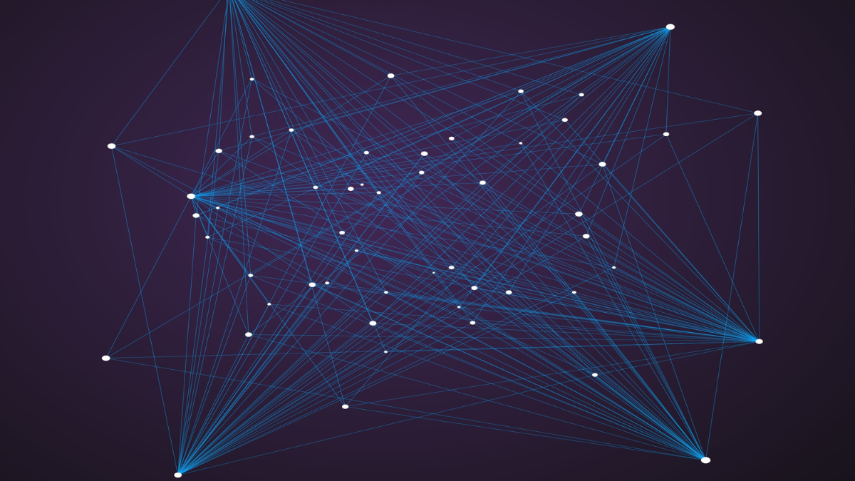 Server racks glowing in blue
